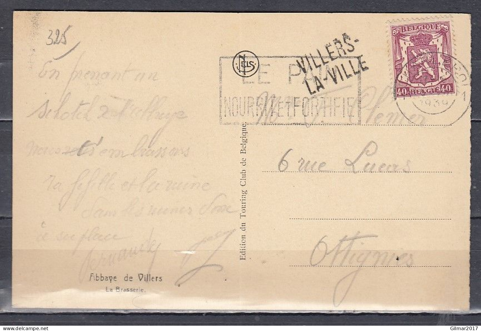 Postkaart Van Charleroi 1 Naar Ottignies Met Langstempel Villers-La-Ville - Langstempel