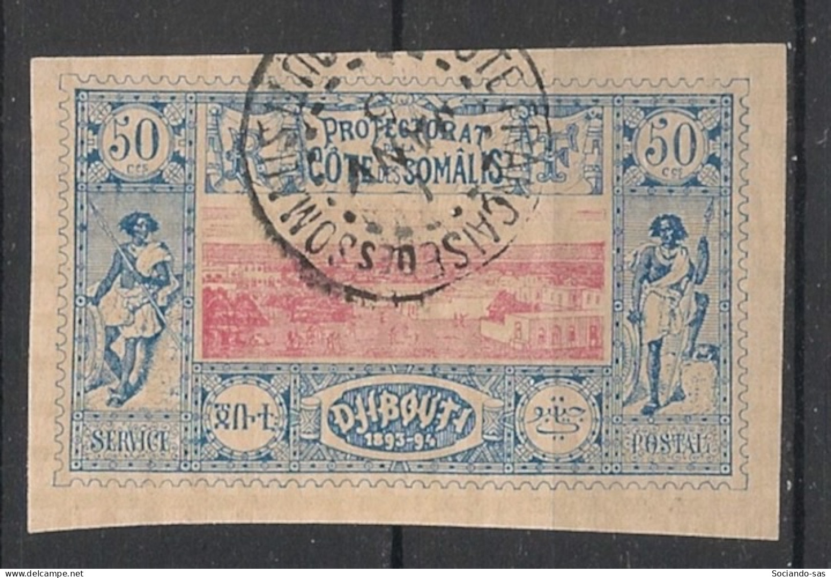 COTE DES SOMALIS - 1894-1900 - N°YT. 15 - Vue De Djibouti 50c Bleu - Oblitéré / Used - Usati