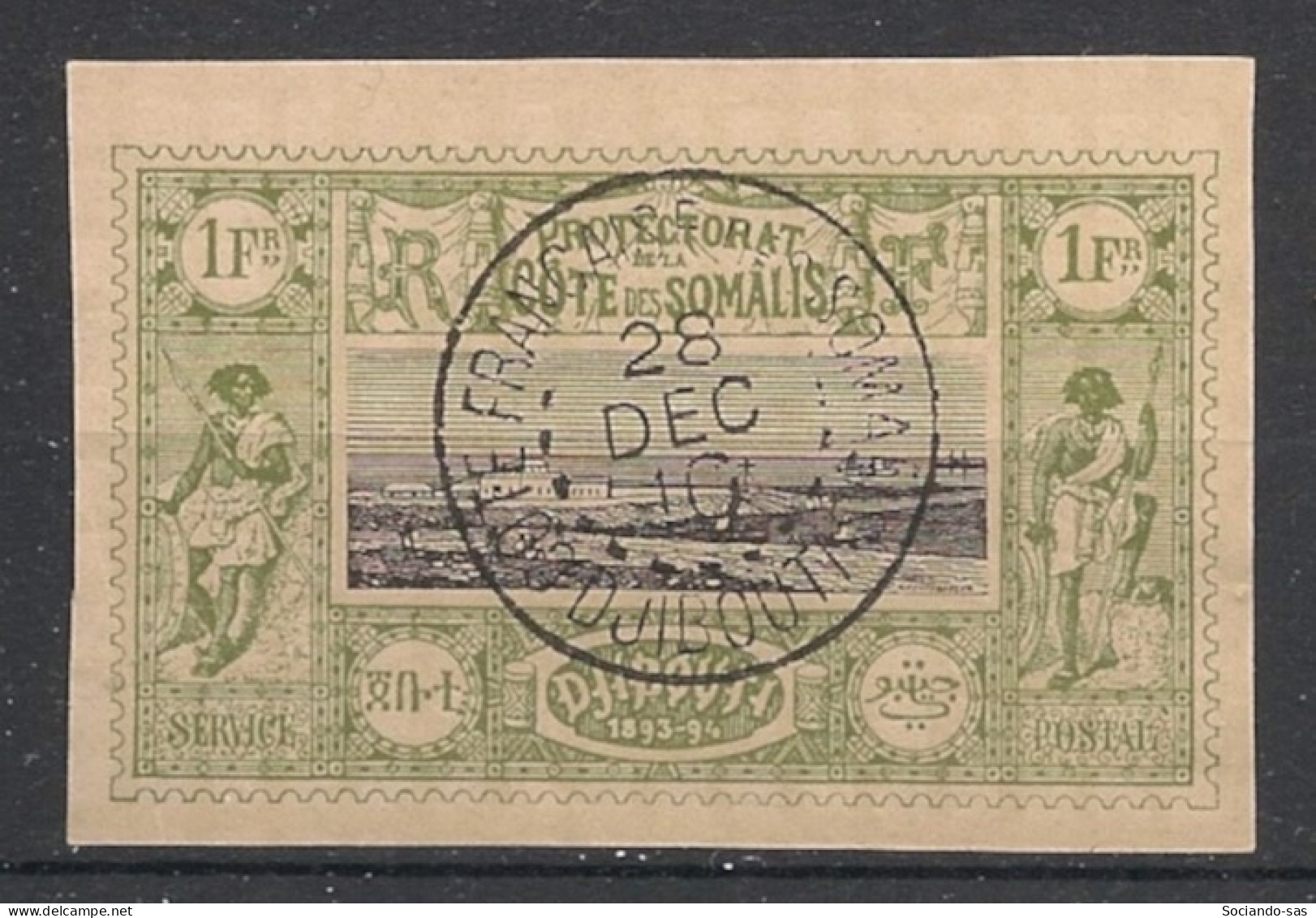 COTE DES SOMALIS - 1894-1900 - N°YT. 17 - Vue De Djibouti 1f Olive - Oblitéré / Used - Usati