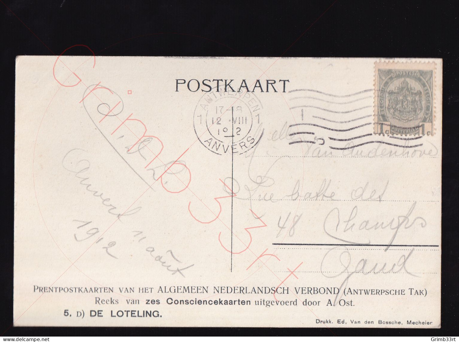 Alfred Ost - De Loteling - Consciencekaart - Postkaart - Ost, Alfred