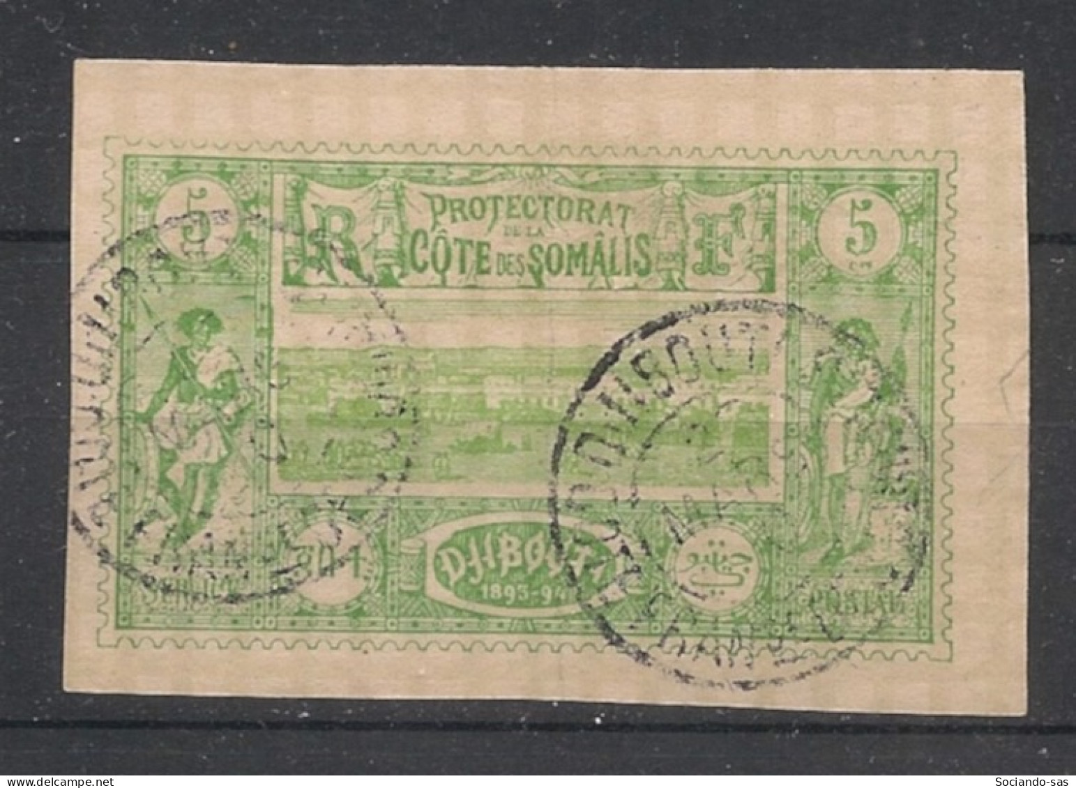 COTE DES SOMALIS - 1902 - N°YT.27 - Vue De Djibouti 5c Vert - Oblitéré / Used - Oblitérés