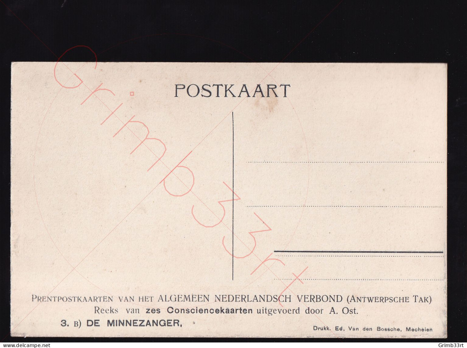 Alfred Ost - De Minnezanger - Consciencekaart - Postkaart - Ost, Alfred