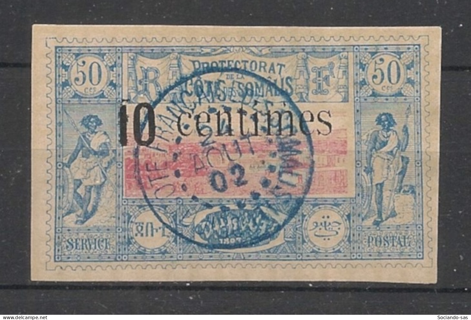 COTE DES SOMALIS - 1902 - N°YT. 29 - Vue De Djibouti 10c Sur 50c - Oblitéré / Used - Usati