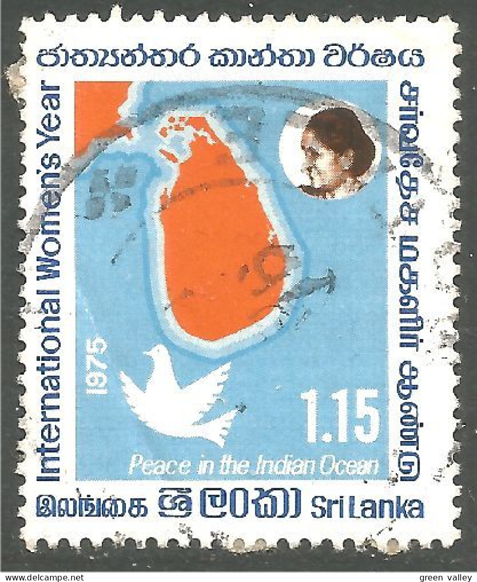 830 Sri Lanka Women Year Année Femme Colombe Dove Paloma Carte Map (SRI-30) - Sri Lanka (Ceylon) (1948-...)
