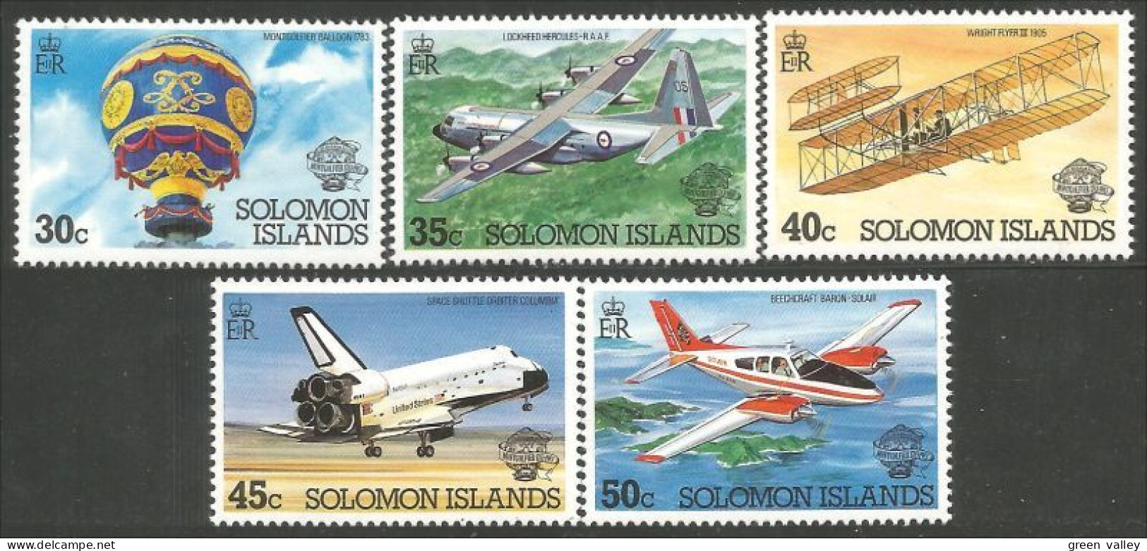 822 Solomon Islands Montgolfiere Avion Airplane Navette Shuttle MNH ** Neuf SC (SOL-163) - Other (Air)