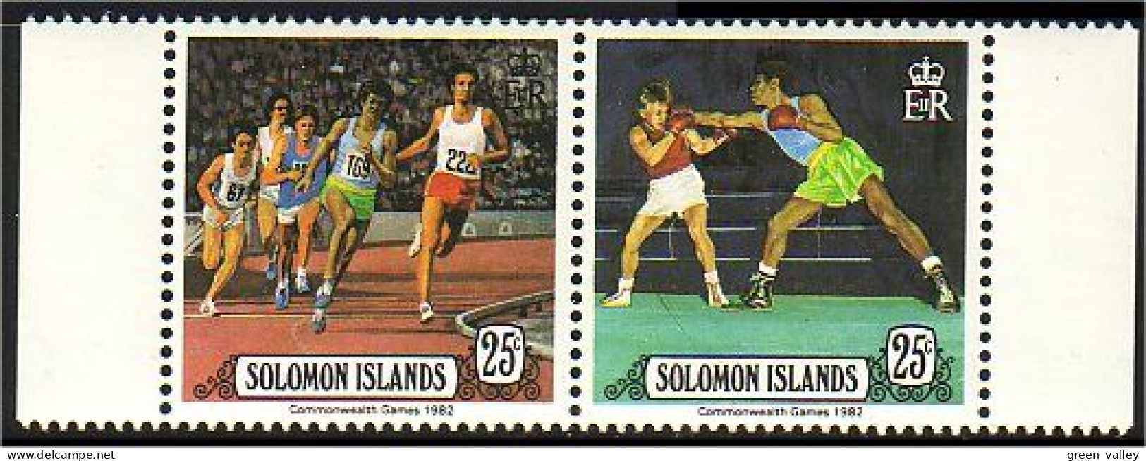 822 Solomon Islands Athlétisme Boxe Track And Field Boxing Se-tenant MNH ** Neuf SC (SOL-25) - Boxing