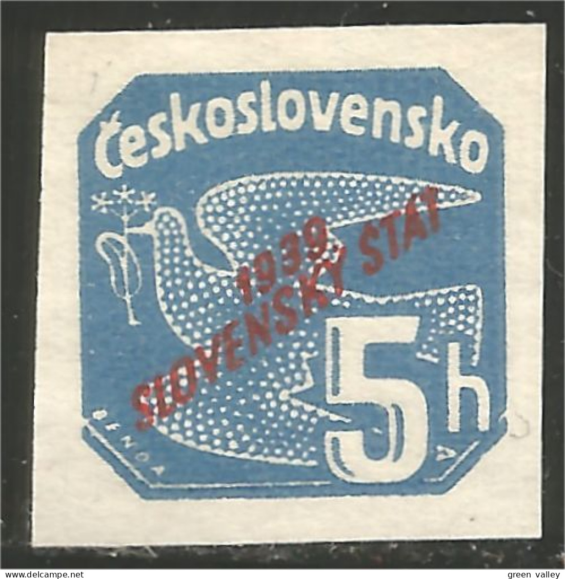 810 Slovensko Slovakia 1939 Newspaper Journaux 5h Bleu Pigeon Colombe Dove Taube No Gum (SLK-63) - Usati