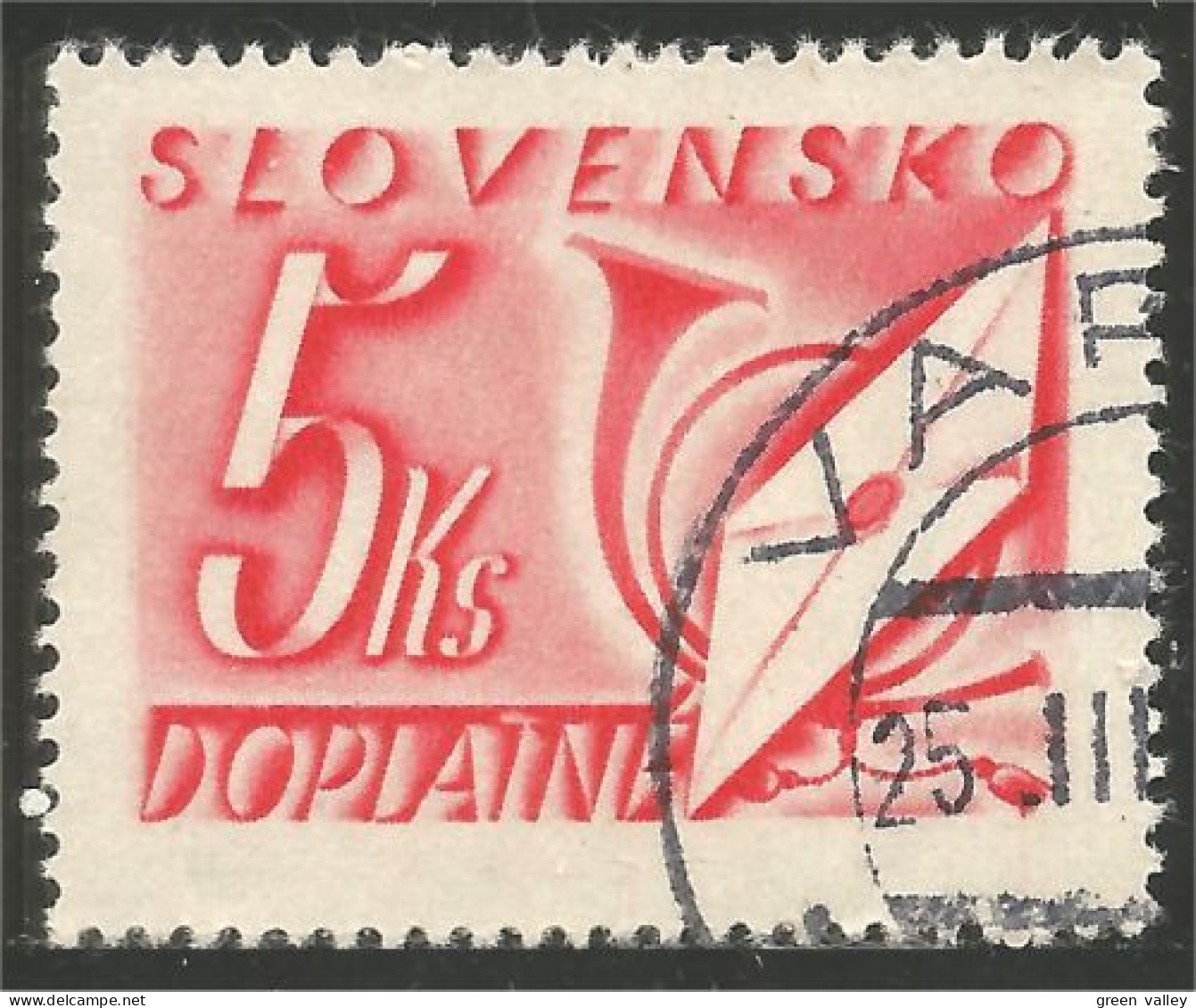 810 Slovensko Slovakia 1942 Postage Due Taxe 5 Ks Rose (SLK-61b) - Usados