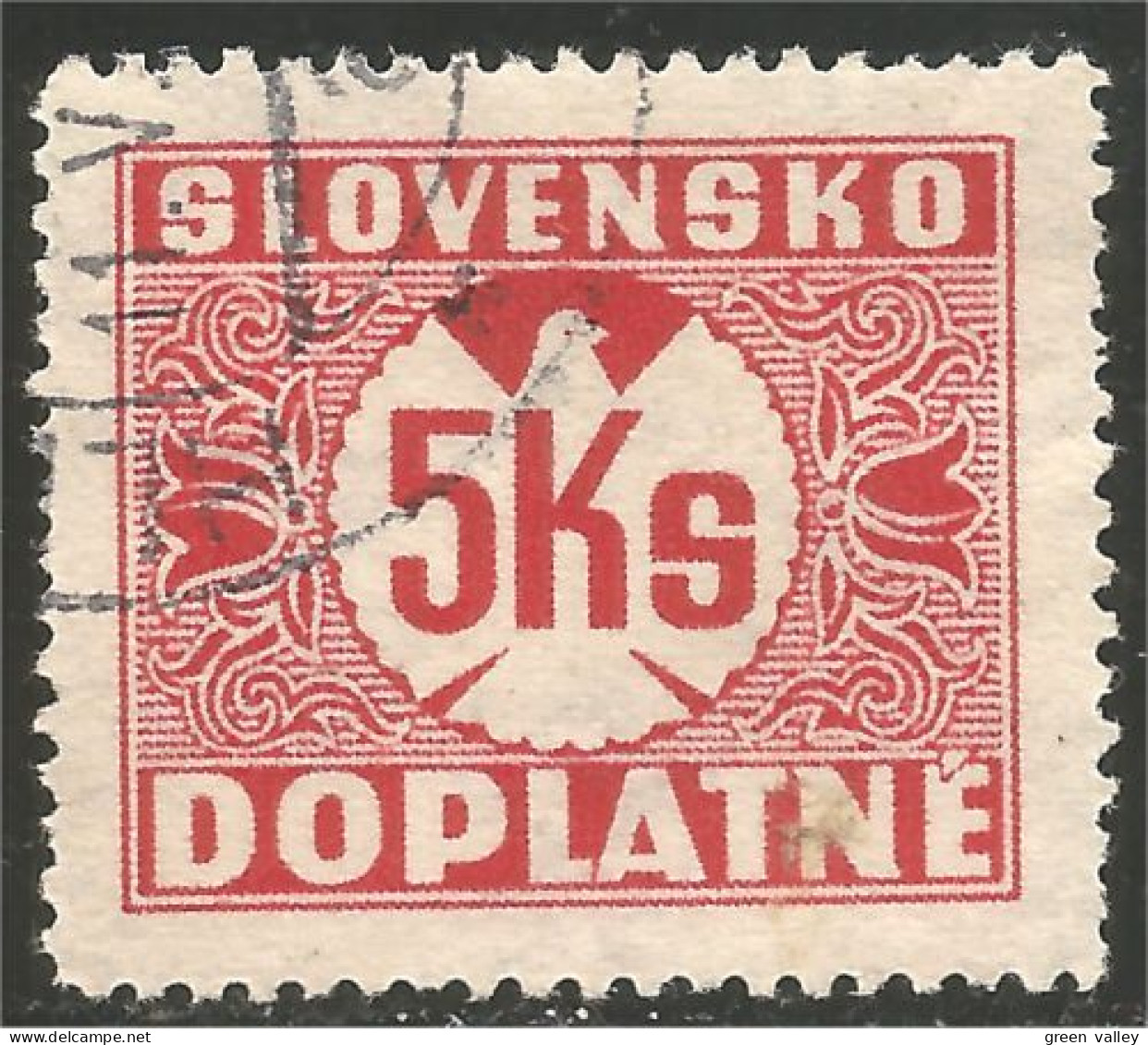 810 Slovensko Slovakia 1941 Postage Due Taxe 5 Ks Carmine (SLK-58c) - Gebruikt