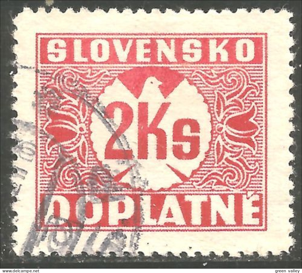 810 Slovensko Slovakia 1941 Postage Due Taxe 2 Ks Carmine (SLK-57c) - Gebraucht