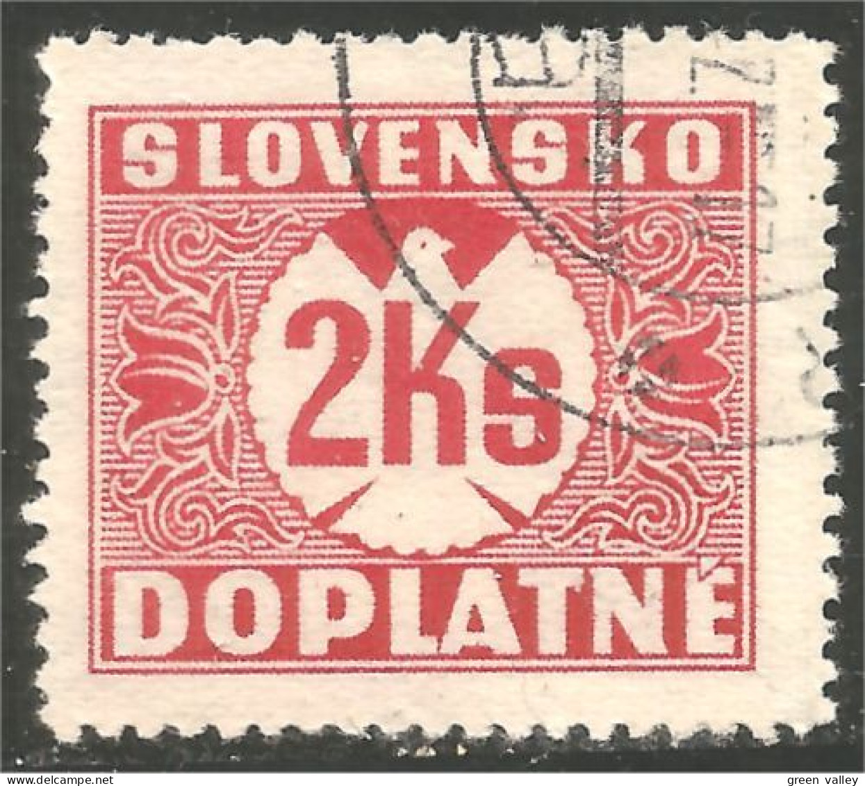 810 Slovensko Slovakia 1941 Postage Due Taxe 2 Ks Carmine (SLK-57b) - Used Stamps