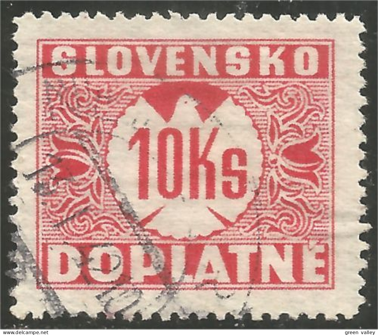 810 Slovensko Slovakia 1941 Postage Due Taxe 10 Ks Carmine (SLK-59a) - Gebraucht