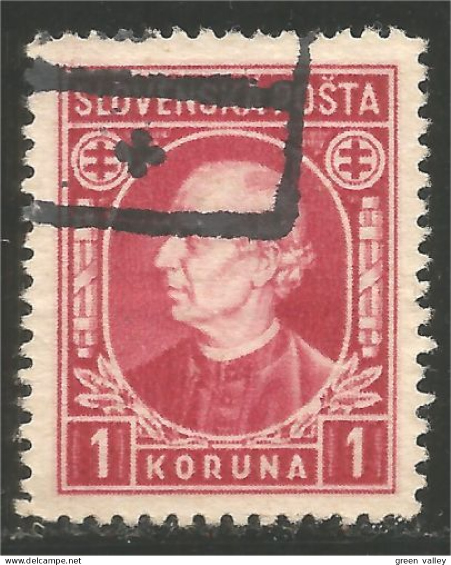 810 Slovensko Slovakia 1939 Andrej Hlinka 1K Rose (SLK-37a) - Used Stamps