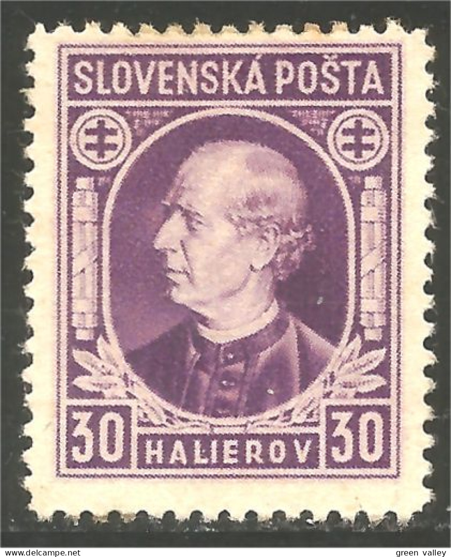 810 Slovensko Slovakia 1939 Andrej Hlinka 30h Violet MH * Neuf (SLK-34b) - Nuevos