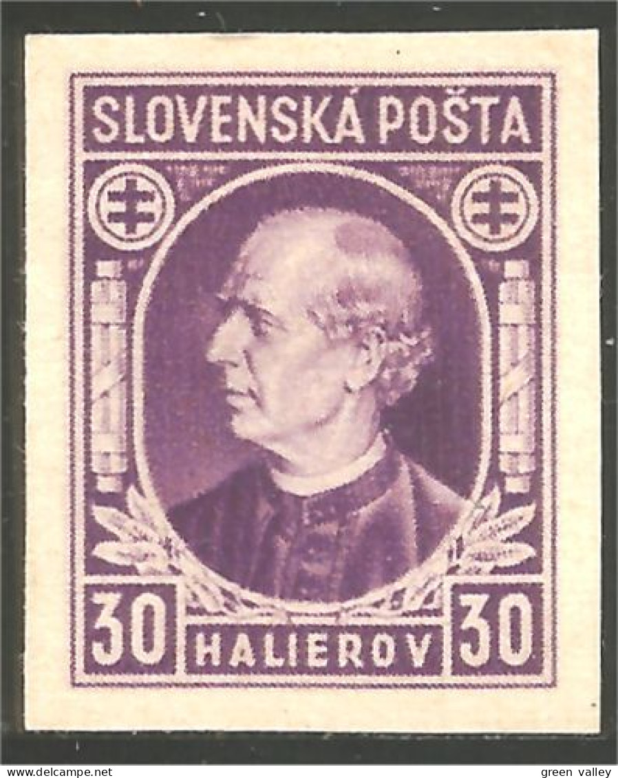 810 Slovensko Slovakia 1939 Andrej Hlinka 30h Violet Non Dentelé MH * Neuf (SLK-35b) - Nuevos