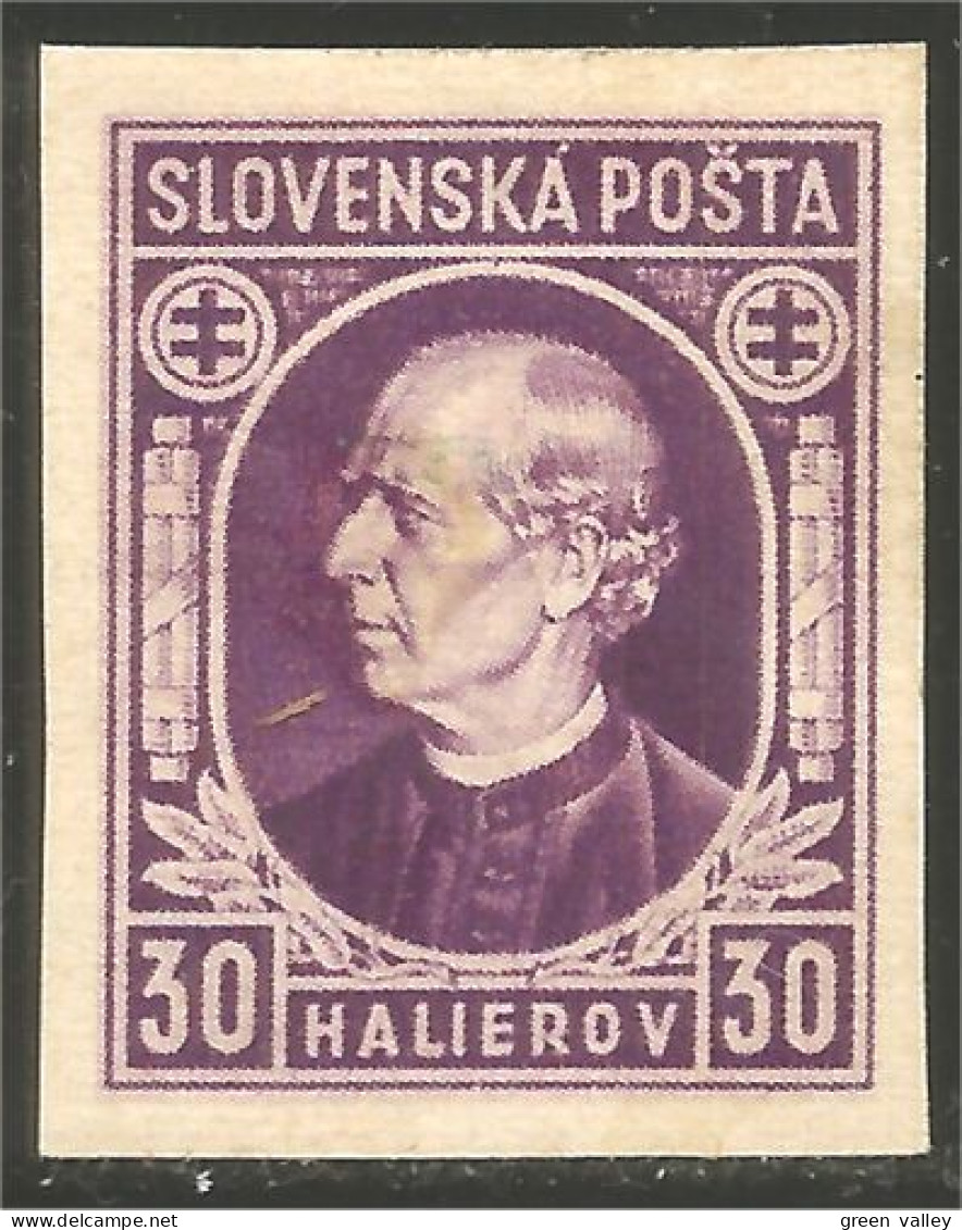 810 Slovensko Slovakia 1939 Andrej Hlinka 30h Violet Imperforate MH * Neuf (SLK-35a) - Nuevos