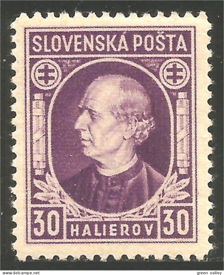810 Slovensko Slovakia 1939 Andrej Hlinka 30h Violet MH * Neuf (SLK-34a) - Unused Stamps