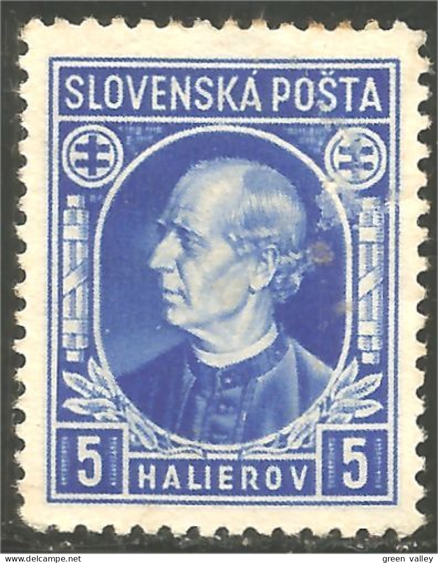 810 Slovensko Slovakia 1939 Andrej Hlinka 5h Blue No Gum (SLK-30a) - Usados