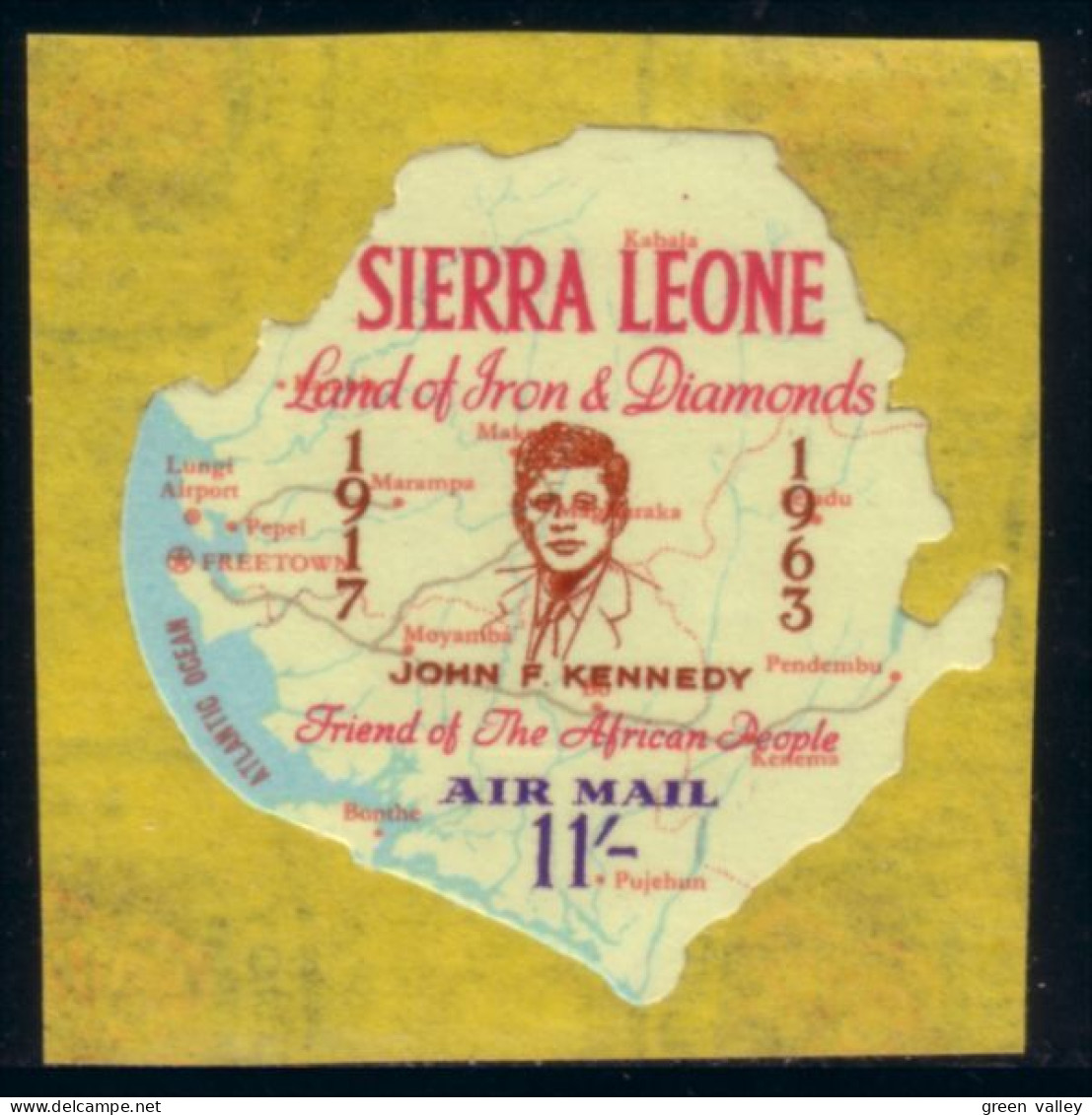 806 Sierra Leone John Kennedy Map Island Carte Ile Surcharge MNH ** Neuf SC (SIE-78) - Kennedy (John F.)