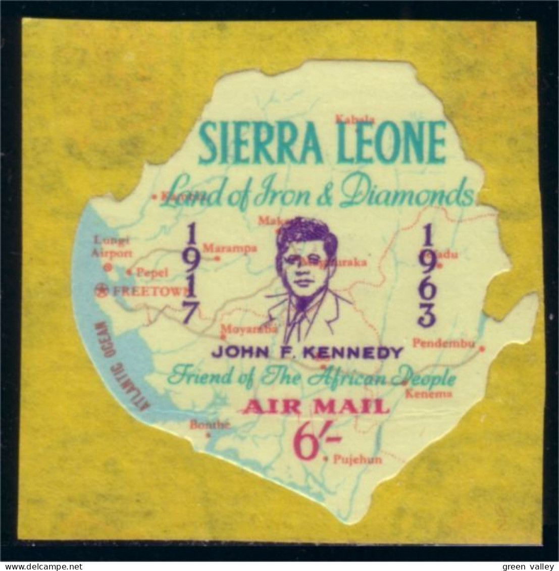 806 Sierra Leone John Kennedy Map Island Carte Ile Surcharge MNH ** Neuf SC (SIE-77) - Kennedy (John F.)