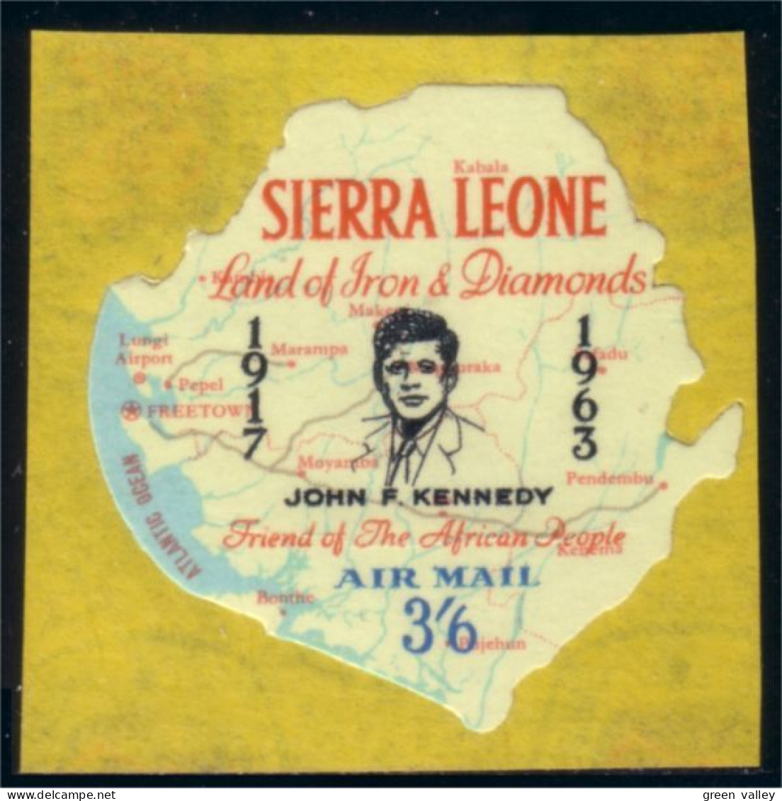 806 Sierra Leone John Kennedy Map Island Carte Ile Surcharge MNH ** Neuf SC (SIE-76) - Kennedy (John F.)