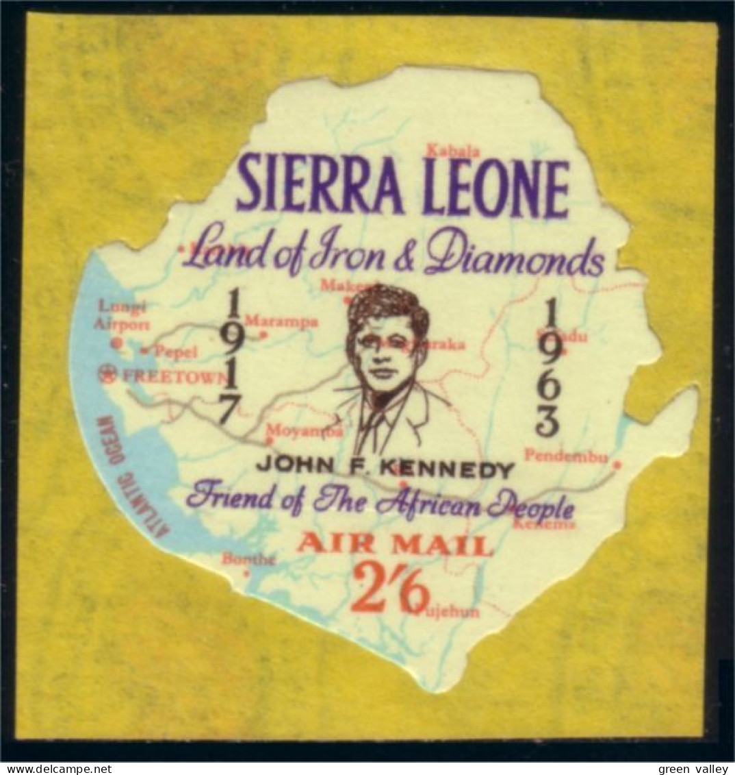 806 Sierra Leone John Kennedy Map Island Carte Ile Surcharge MNH ** Neuf SC (SIE-75) - Kennedy (John F.)