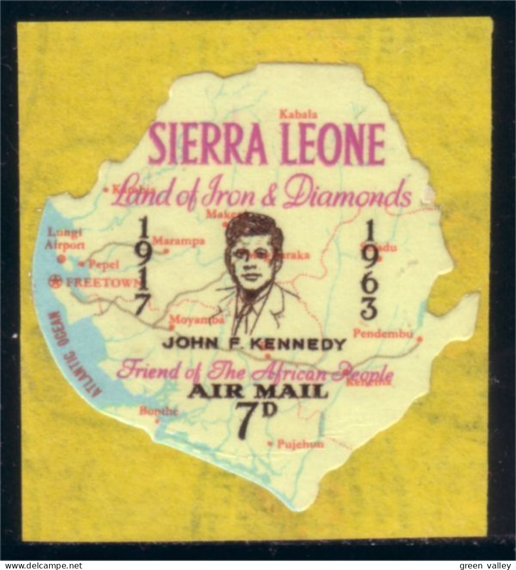 806 Sierra Leone John Kennedy Map Island Carte Ile Surcharge MNH ** Neuf SC (SIE-72) - Kennedy (John F.)