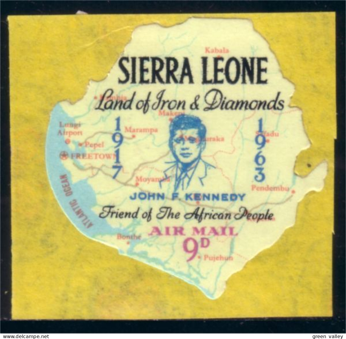 806 Sierra Leone John Kennedy Map Island Carte Ile Surcharge MNH ** Neuf SC (SIE-73) - Kennedy (John F.)