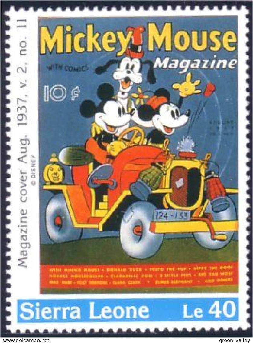 806 Sierra Leone Mickey Minnie Goofy Dingo Automobile Magazine MNH ** Neuf SC (SIE-57a) - Christmas