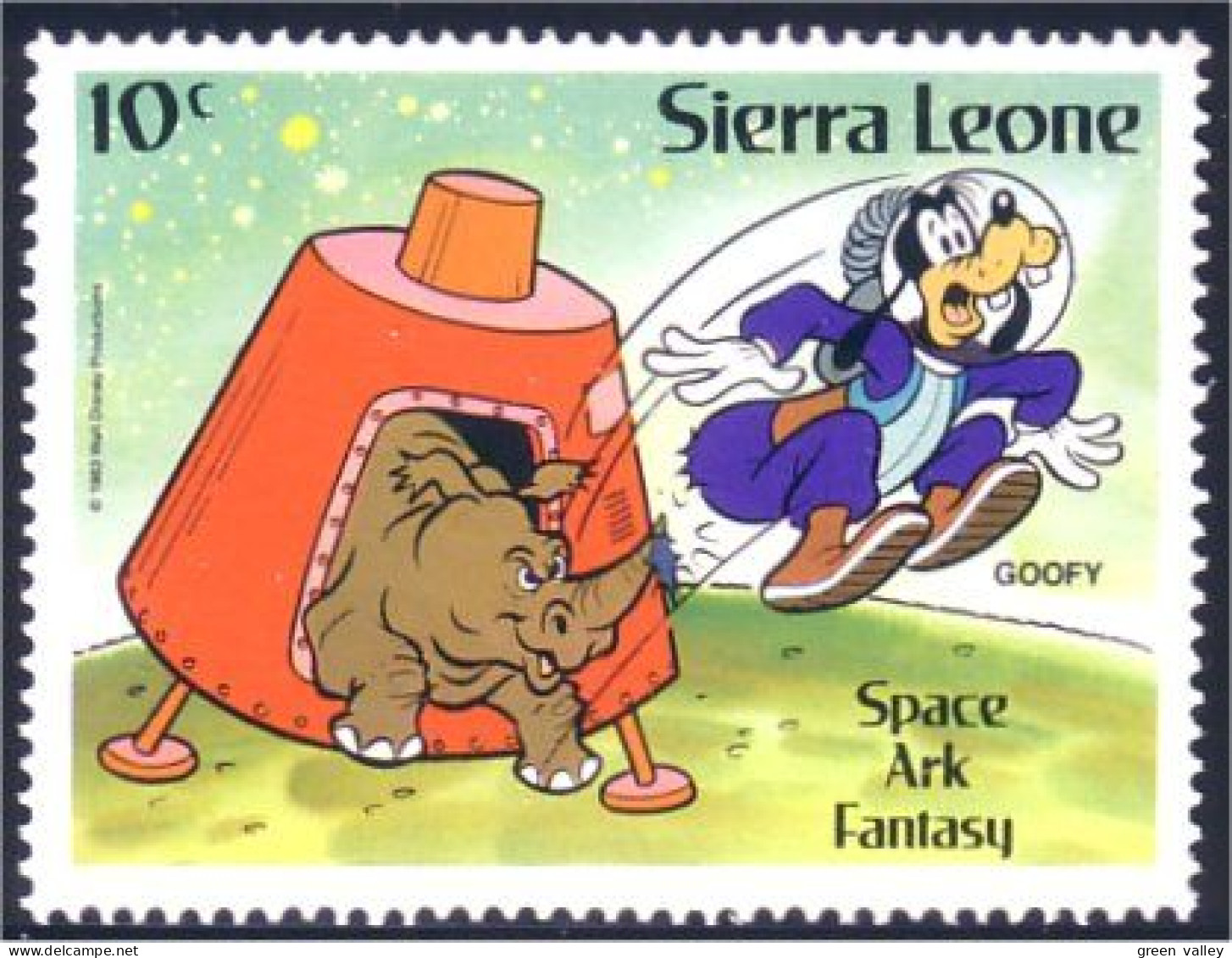 806 Sierra Leone Goofy Dingo Rhinoceros MNH ** Neuf SC (SIE-53e) - Rinocerontes