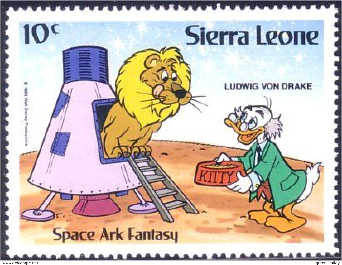 806 Sierra Leone Ludwig Von Drake Lion Fusee Rocket MNH ** Neuf SC (SIE-52a) - Christmas