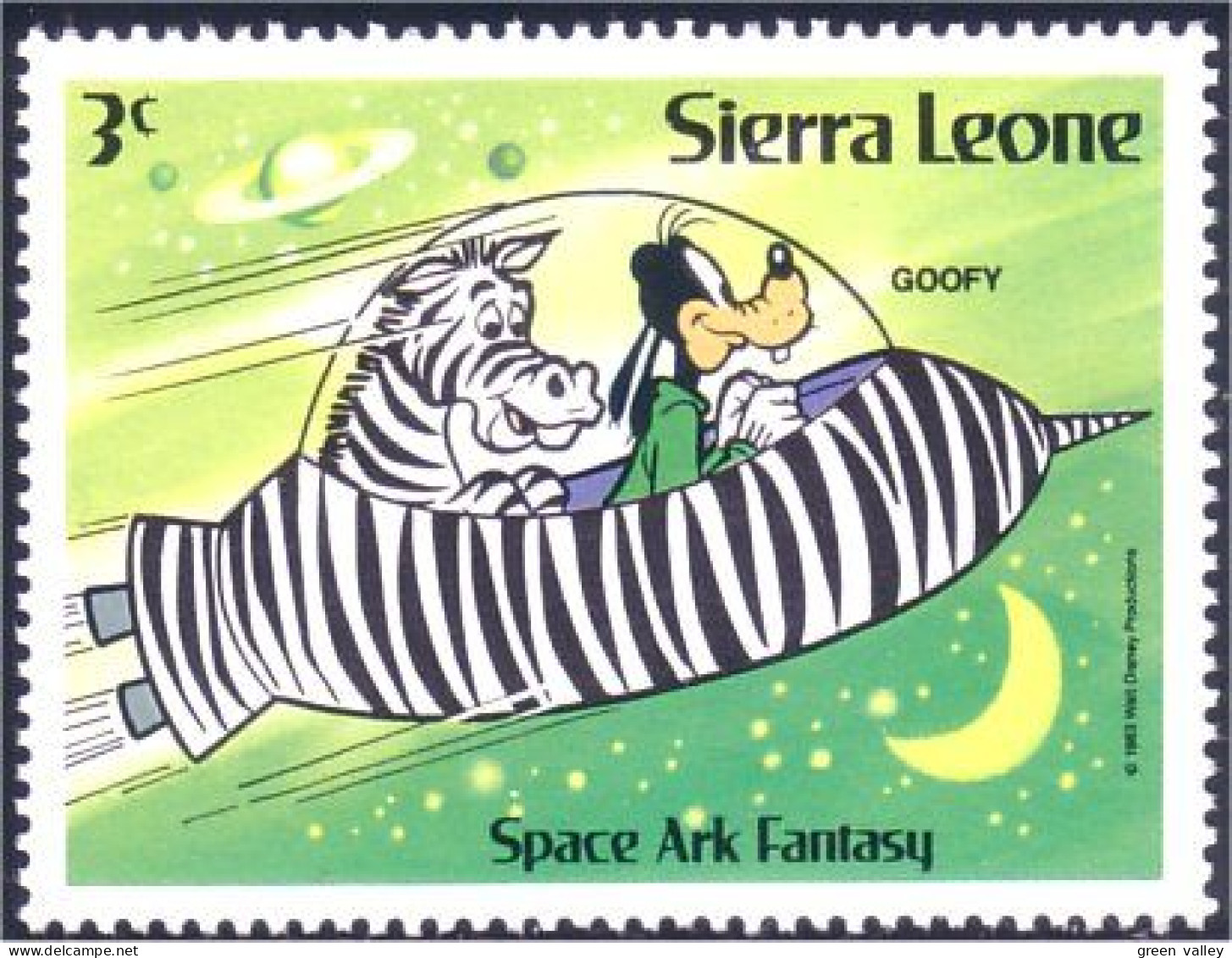 806 Sierra Leone Goofy Dingo Zebre Zebra Fusee Rocket MNH ** Neuf SC (SIE-51a) - Christmas