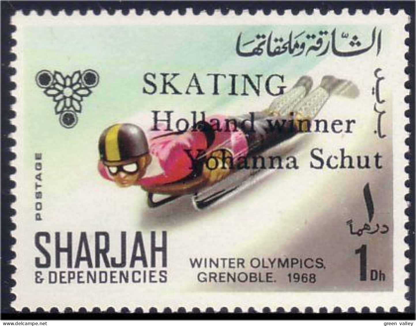 804 Sharjah Grenoble 68 Bobsleigh Surcharge MH * Neuf (SHA-19) - Hiver