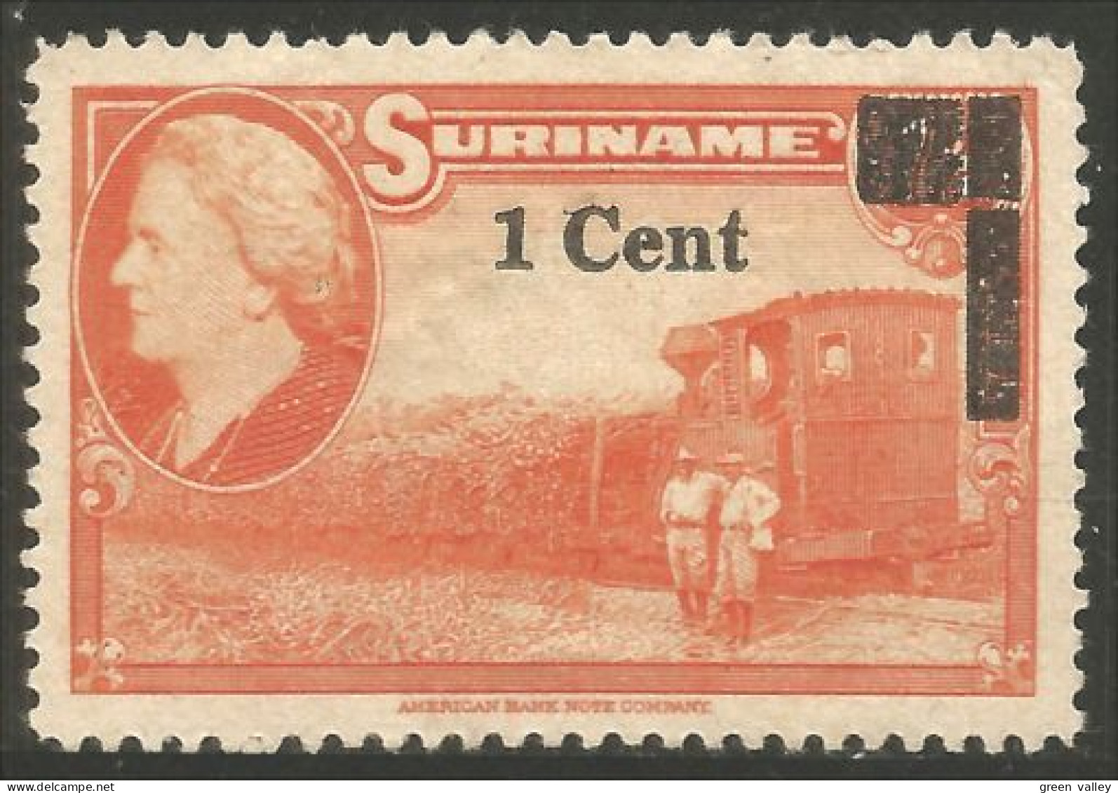 836 Suriname Queen Reine Wilhelmina 1954 Surcharge No Gum Sans Gomme (SUR-25) - Suriname