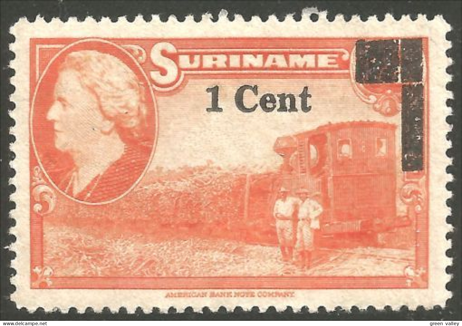 836 Suriname Queen Reine Wilhelmina 1954 Surcharge No Gum Sans Gomme (SUR-24) - Suriname