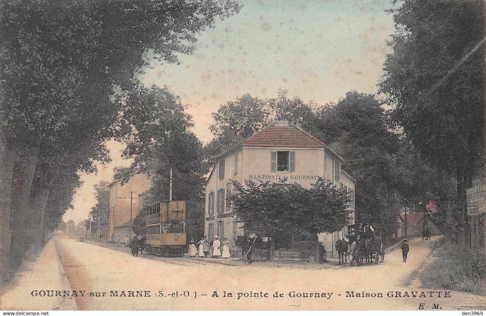 GOURNAY-sur-MARNE (Seine-Saint-Denis) - A La Pointe De Gournay, Maison Gravatte - Tramway, Attelage De Cheval, Couleurs - Gournay Sur Marne