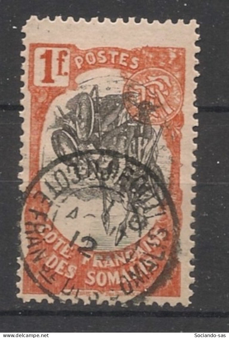 COTE DES SOMALIS - 1903 - N°YT. 64a - Guerriers 1f Orange - VARIETE Centre Renversé Et Grand Format - Oblitéré / Used - Usati