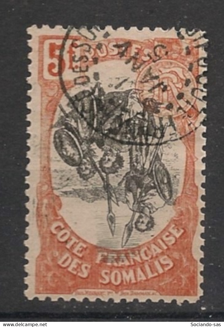 COTE DES SOMALIS - 1903 - N°YT. 66d - Guerriers 5f Orange - VARIETE Centre Renversé - Oblitéré / Used - Usati