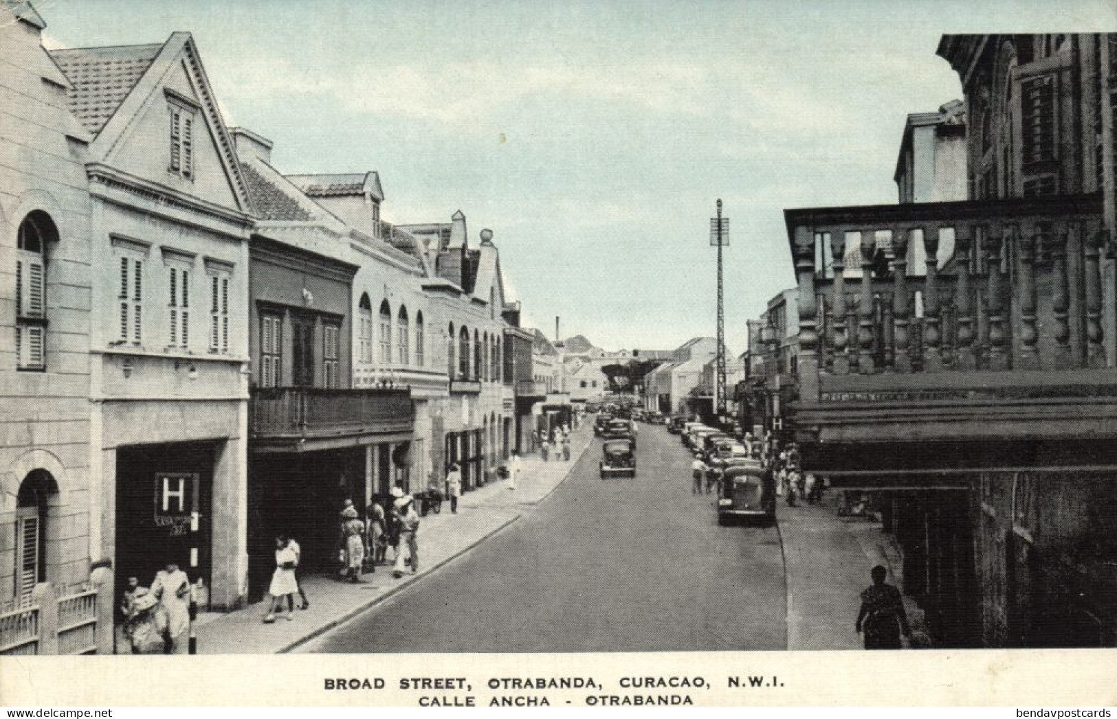 Curacao, N.W.I., WILLEMSTAD, Otrabanda, Broad Street 1940s Kropp 21784N Postcard - Curaçao