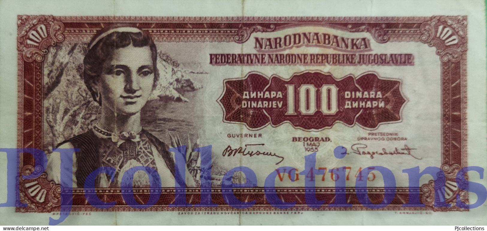 YUGOSLAVIA 100 DINARA 1955 PICK 69 VF - Yougoslavie