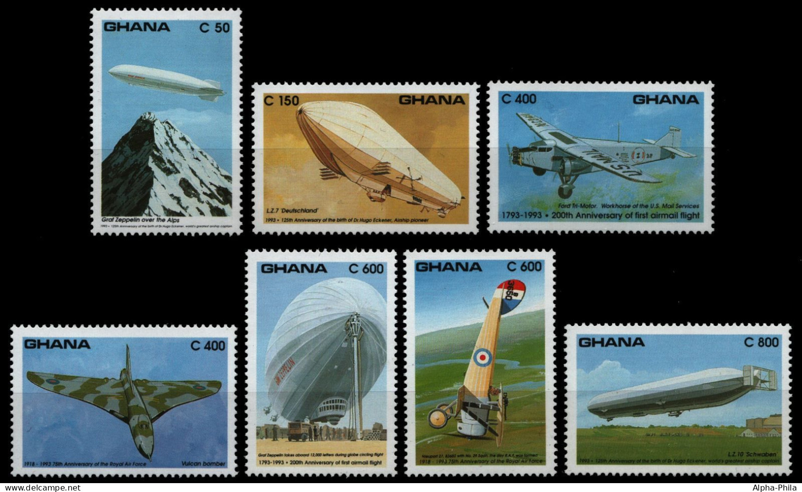 Ghana 1993 - Mi-Nr. 1822-1828 ** - MNH - Luftfahrt / Aviation - Ghana (1957-...)