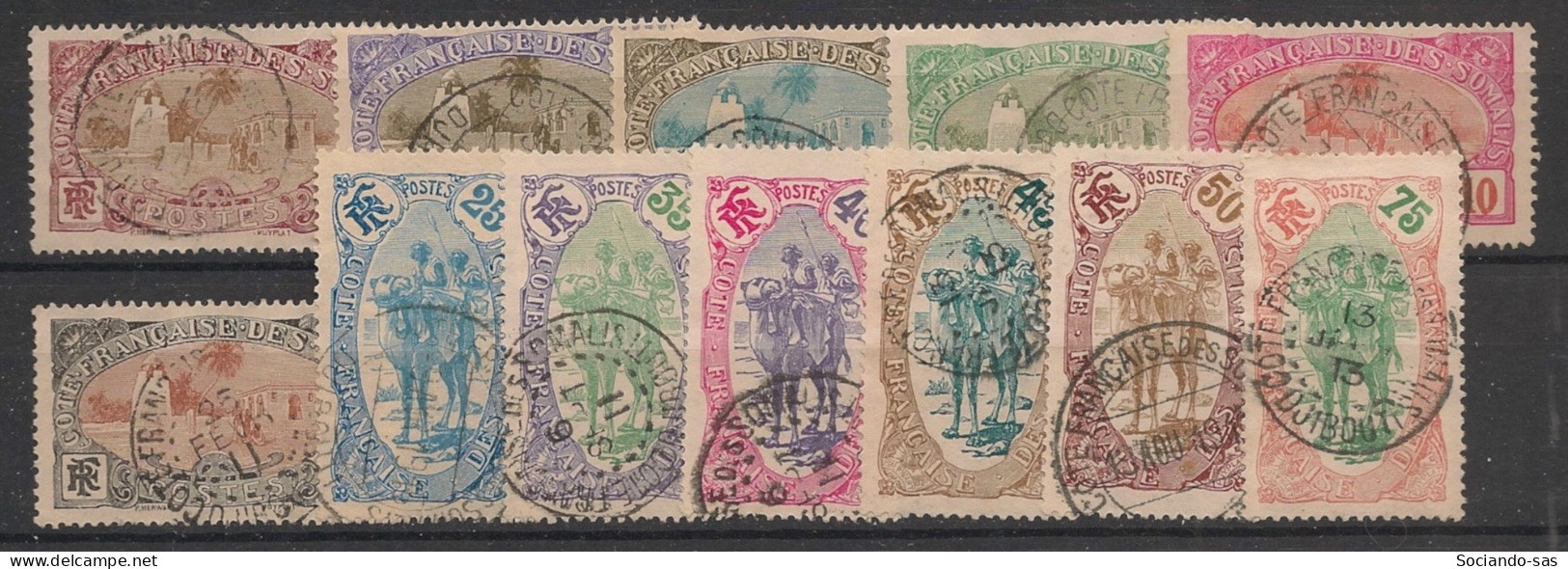 COTE DES SOMALIS - 1909 - 12 Timbres Entre N°YT. 67 Et 79 - Oblitéré / Used - Used Stamps