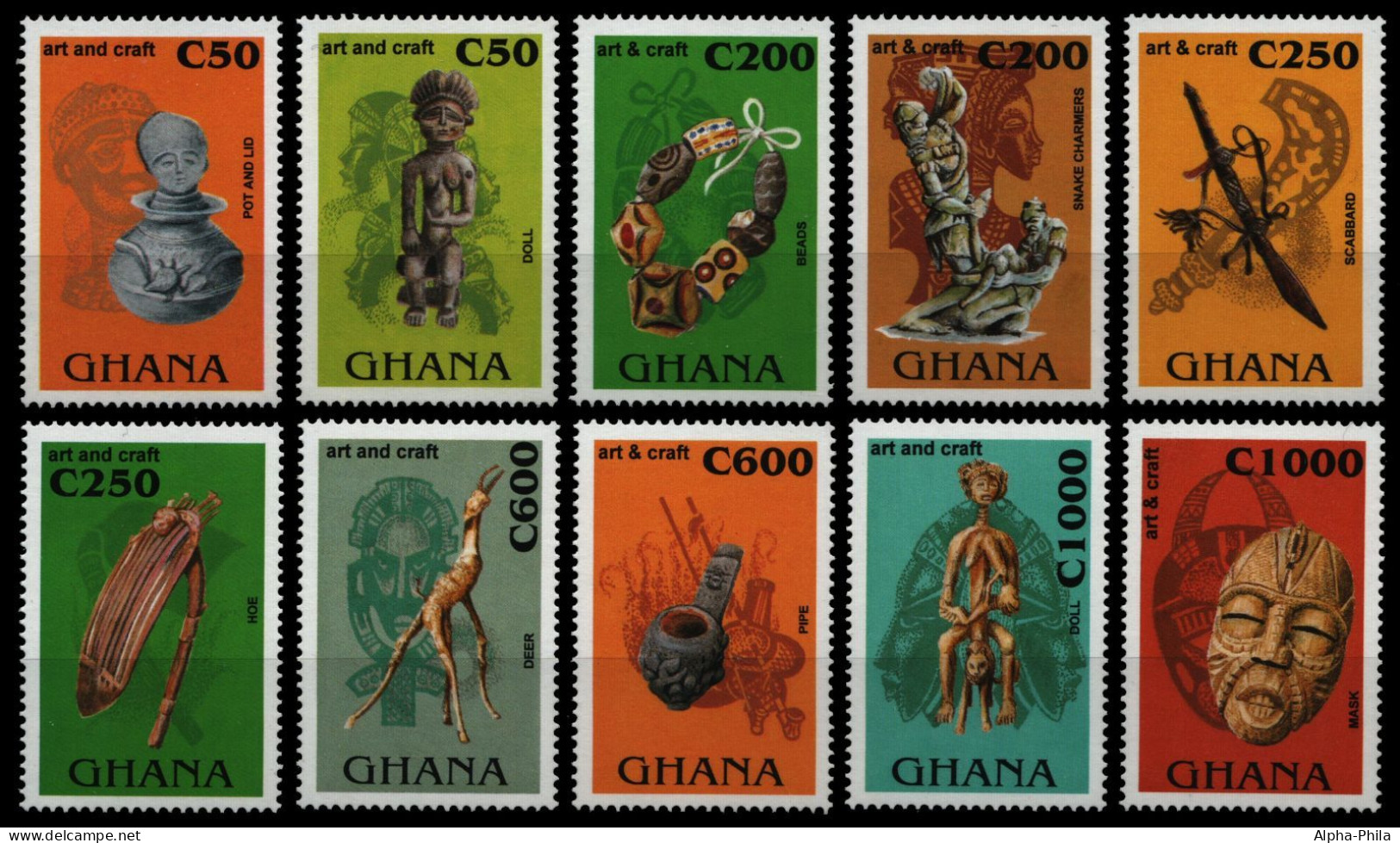 Ghana 1994 - Mi-Nr. 1922-1931 ** - MNH - Kunsthandwerk - Ghana (1957-...)