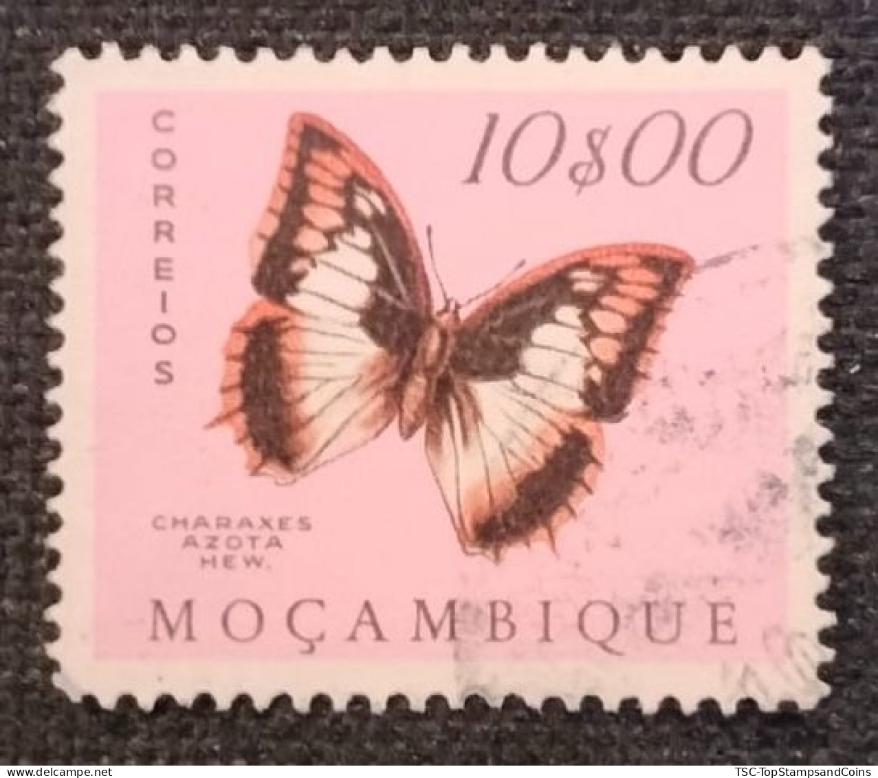 MOZPO0406U5 - Mozambique Butterflies - 10$00 Used Stamp - Mozambique - 1953 - Mosambik