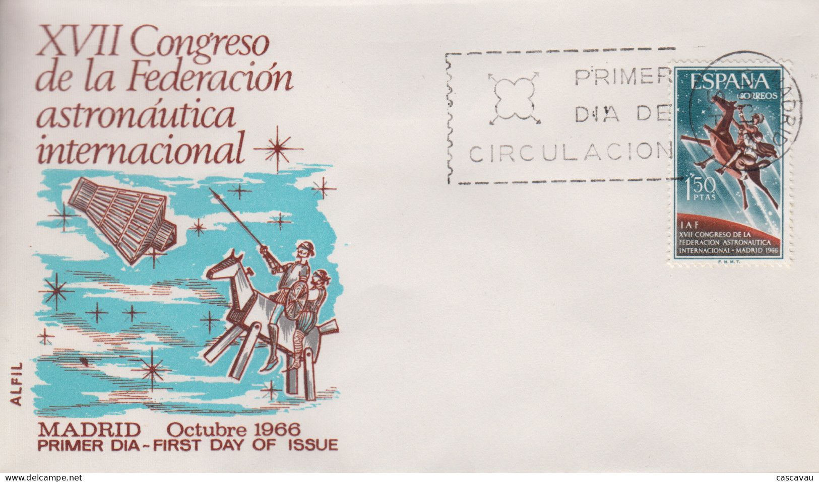 Enveloppe  FDC  1er  Jour    ESPAGNE    Congrés  Fédération  Internationale  D' ASTRONAUTIQUE   1966 - FDC