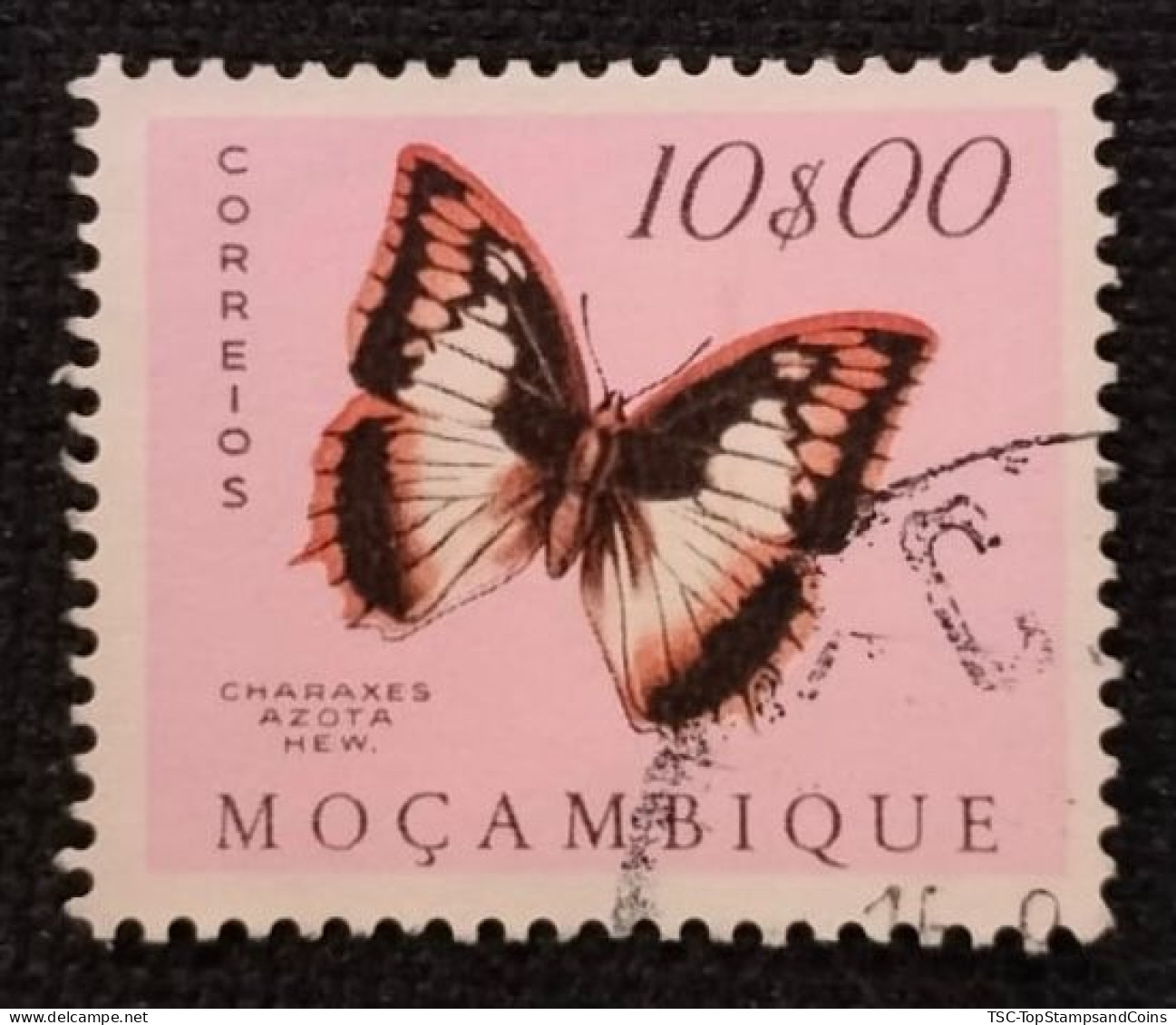 MOZPO0406U9 - Mozambique Butterflies - 10$00 Used Stamp - Mozambique - 1953 - Mozambique