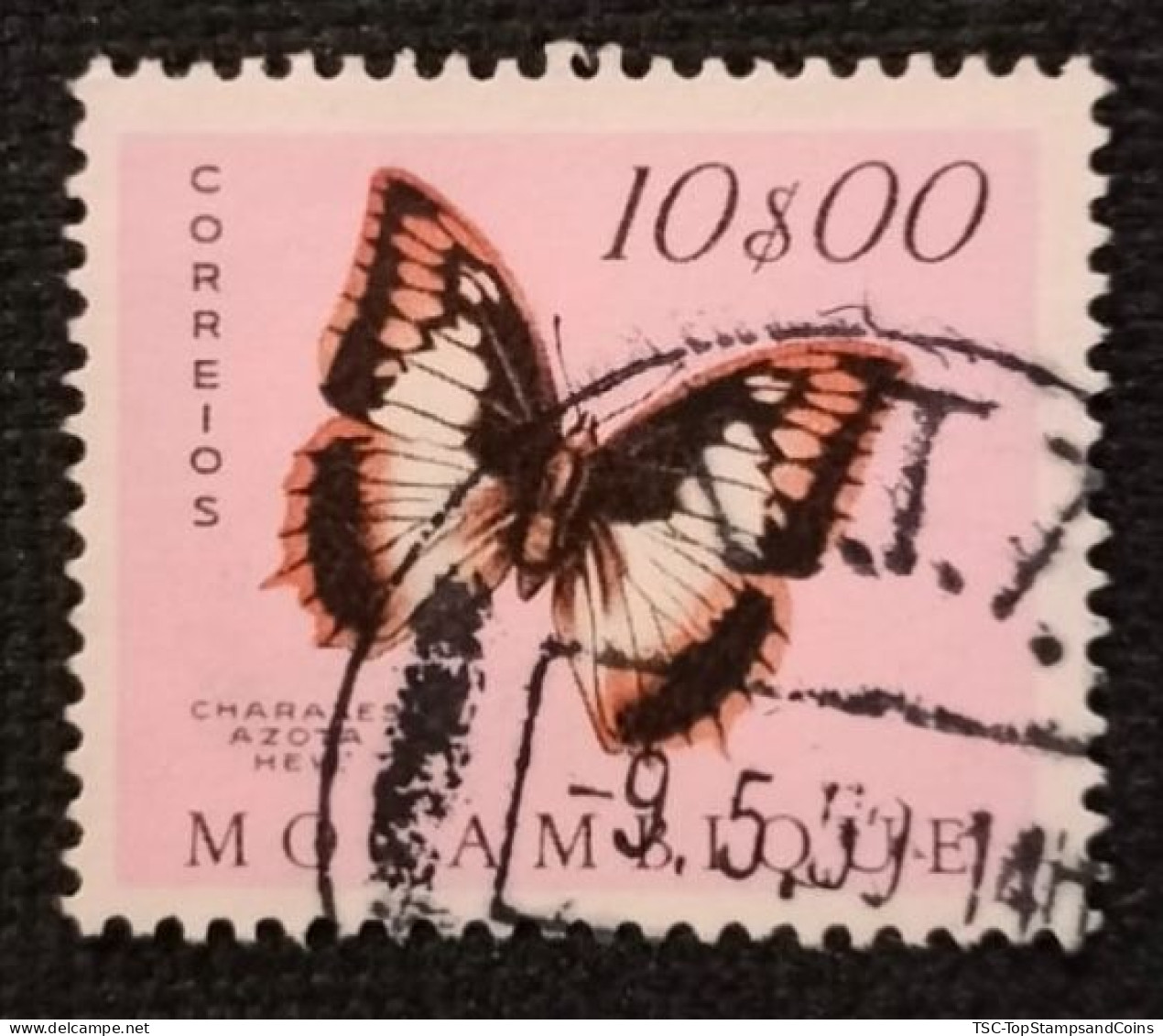 MOZPO0406UB - Mozambique Butterflies - 10$00 Used Stamp - Mozambique - 1953 - Mozambique