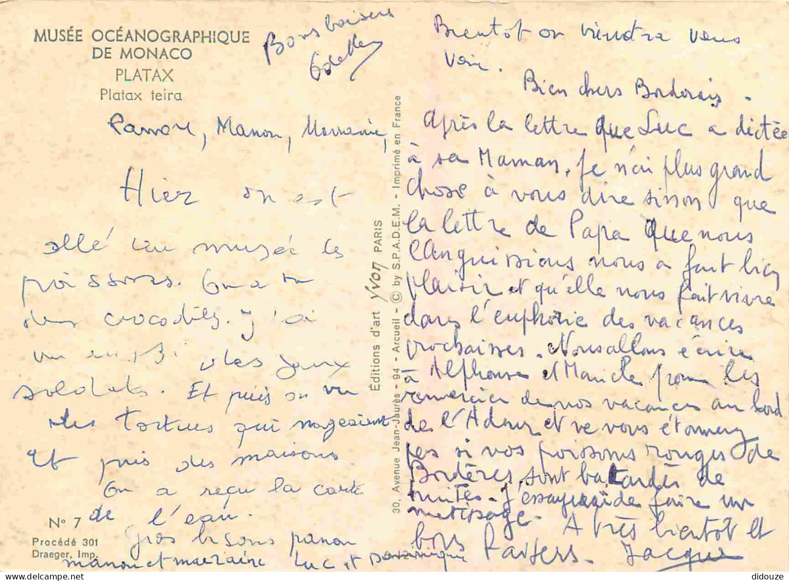 Animaux - Poissons - Musée Océanographique De Monaco - 24-048-07 - Platax - Platax Teira - CPM - Voir Scans Recto-Verso - Poissons Et Crustacés