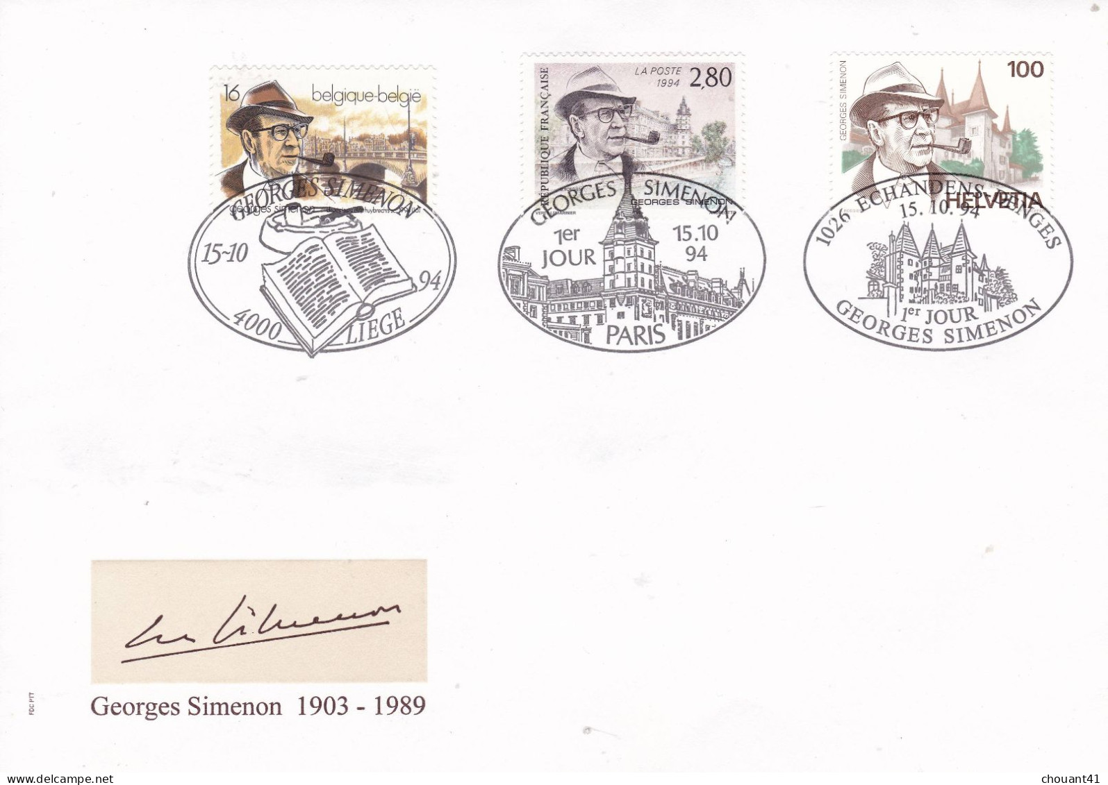 Hommage à Simenon 1989 Emission Commune France-Suisse -Belgique - Cartes Souvenir – Emissions Communes [HK]