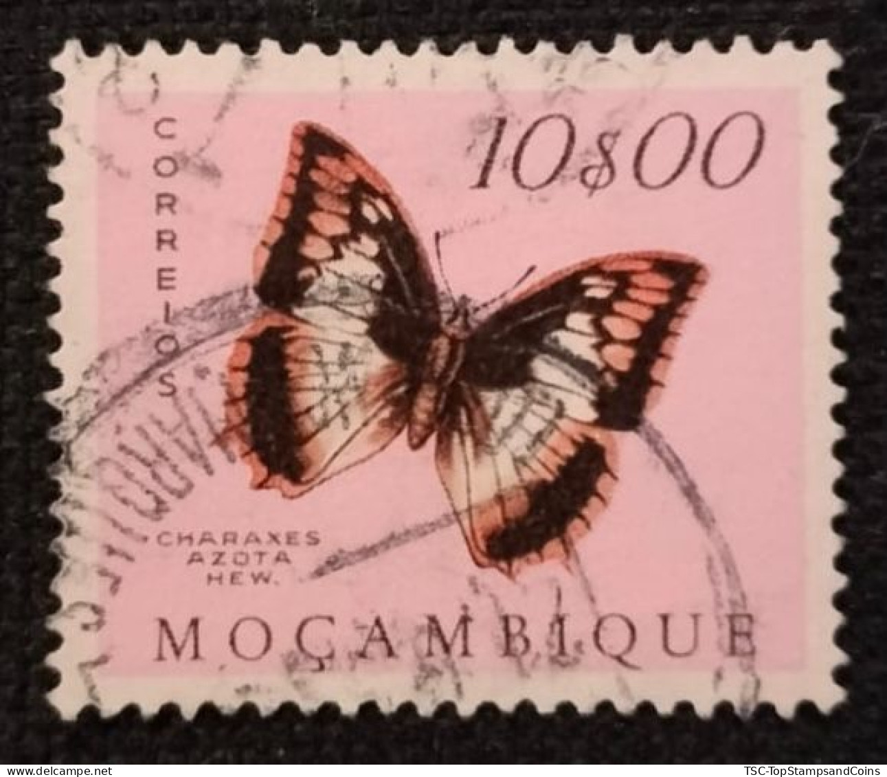 MOZPO0406UD - Mozambique Butterflies - 10$00 Used Stamp - Mozambique - 1953 - Mosambik